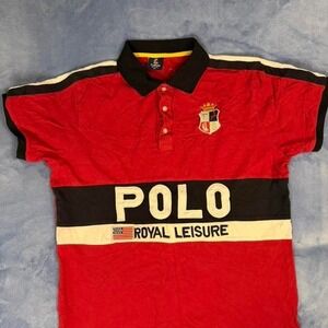 Tusuo Rush Red & black vintage polo shirt men size 2xl